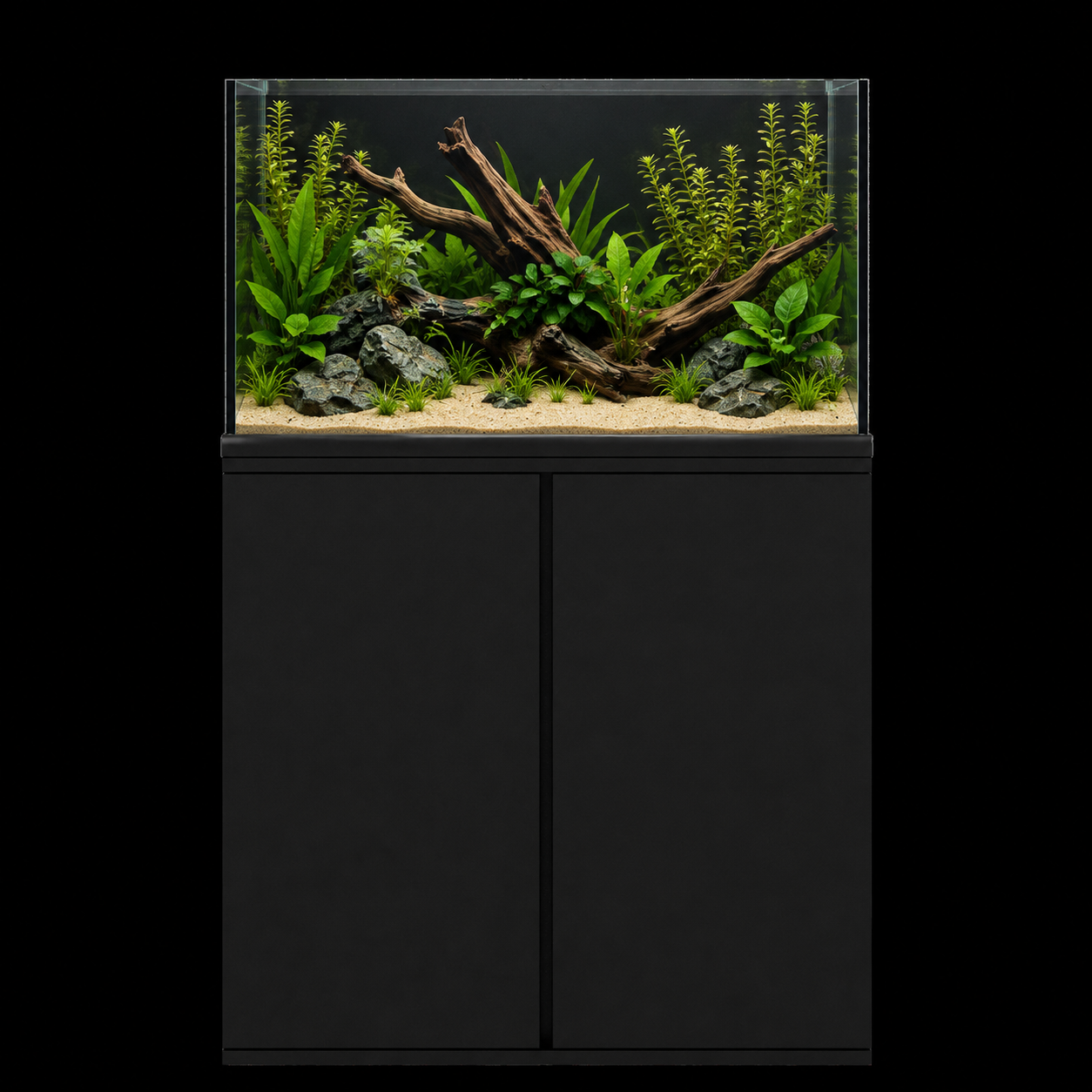 50 Gallon Turnkey Freshwater Aquarium Package - Black Stand